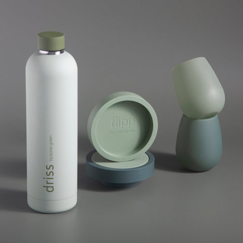 sage + olive | driss | insulated stainless steel water bottle - porter green | style + sustainability