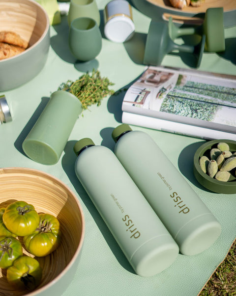 sage + olive | driss | insulated stainless steel water bottle - porter green | style + sustainability