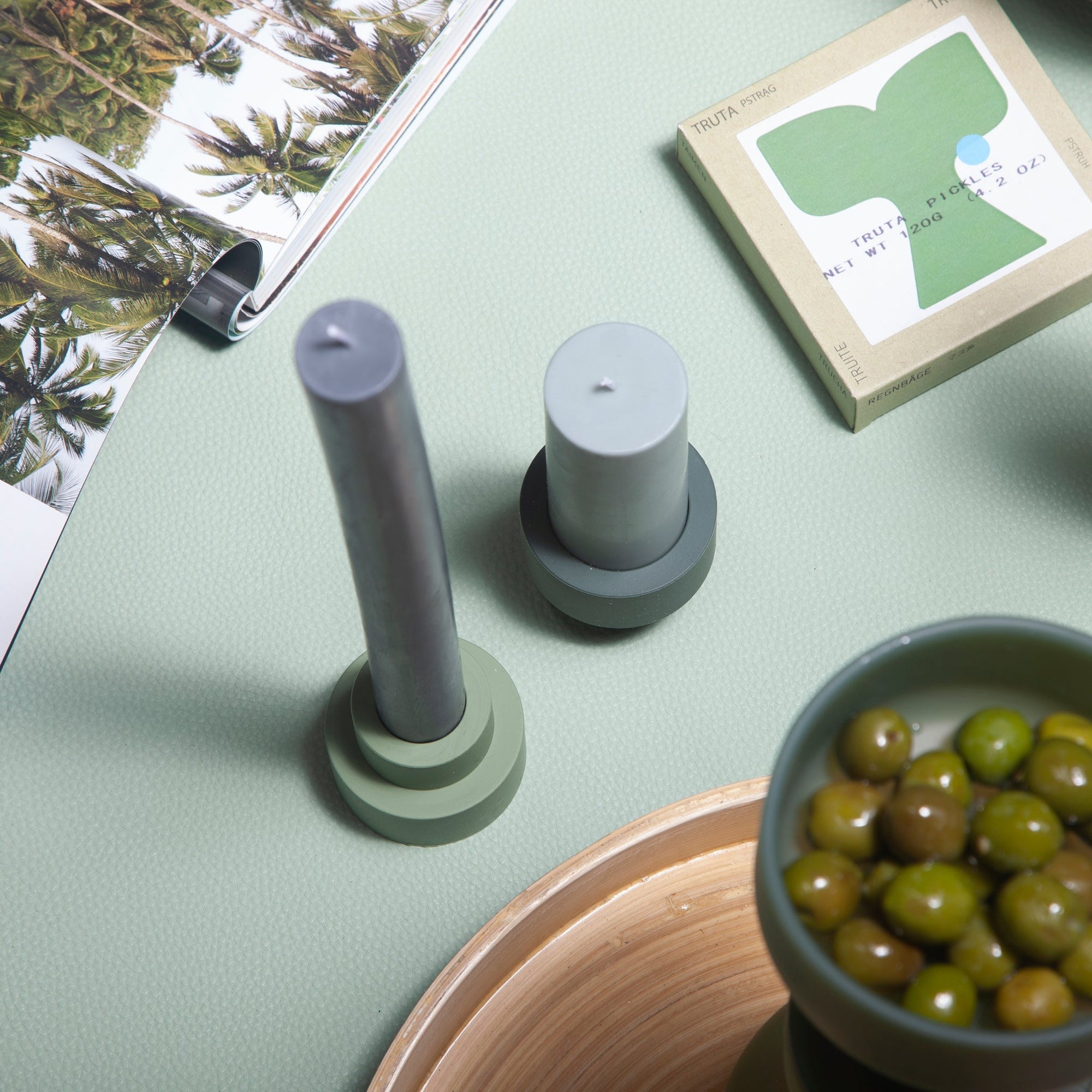 sage + olive | escc dinner candle | soy - blend unscented candles - porter green | style + sustainability
