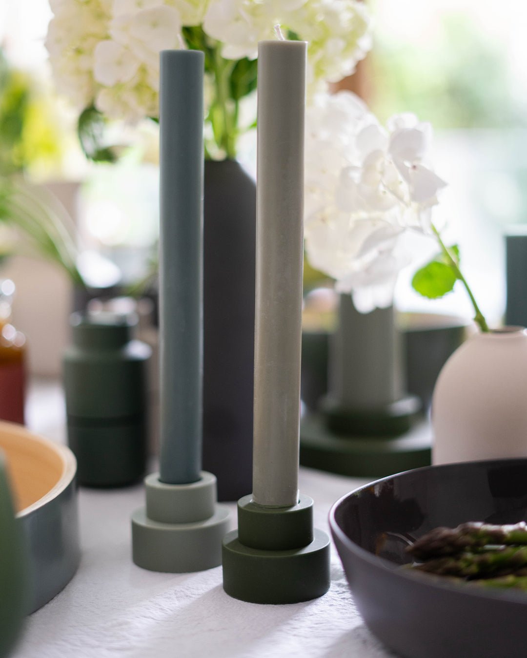 sage + olive | escc dinner candle | soy - blend unscented candles - porter green | style + sustainability