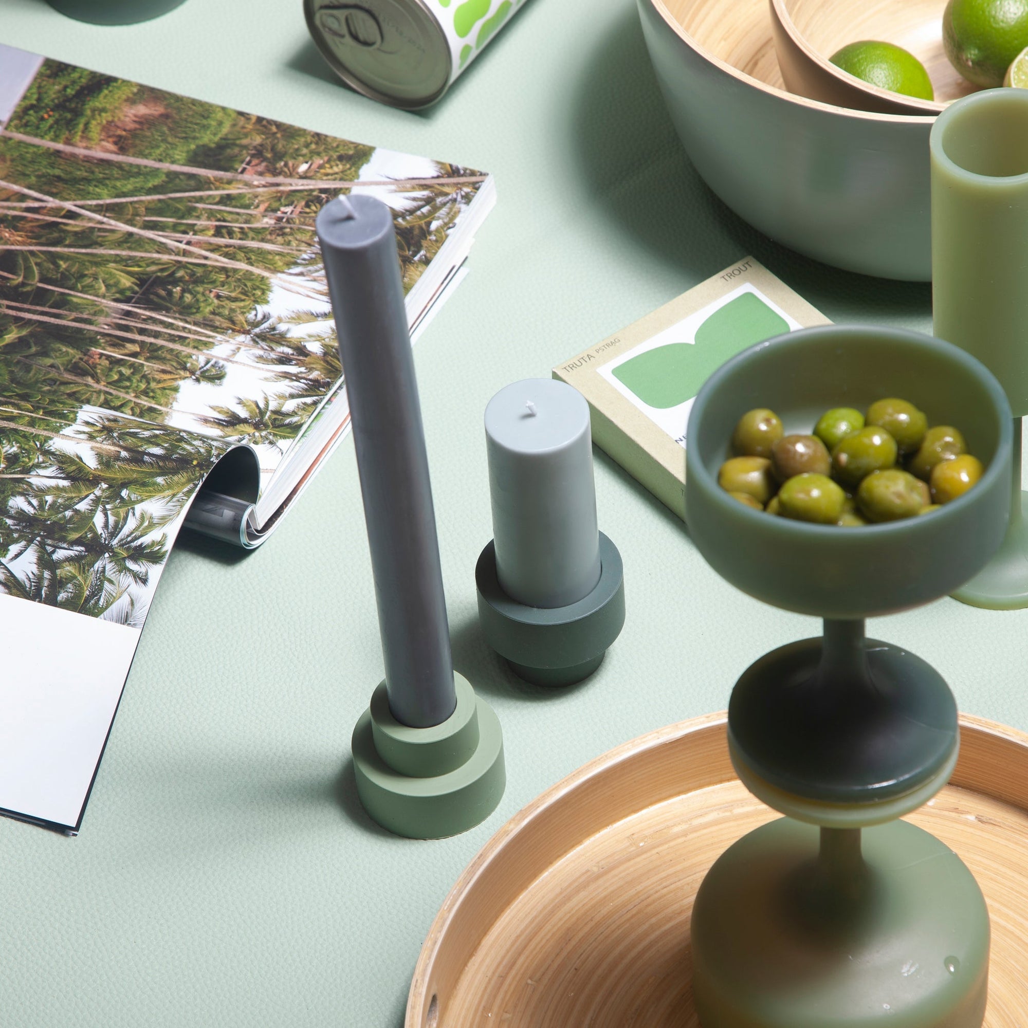 sage + olive | escc dinner candle | soy - blend unscented candles - porter green | style + sustainability