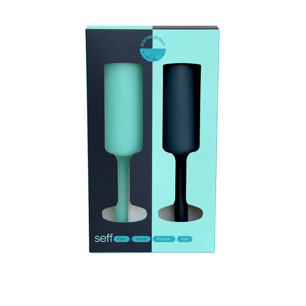 mist + ink | seff | silicone unbreakable champagne flute - porter green | style + sustainability
