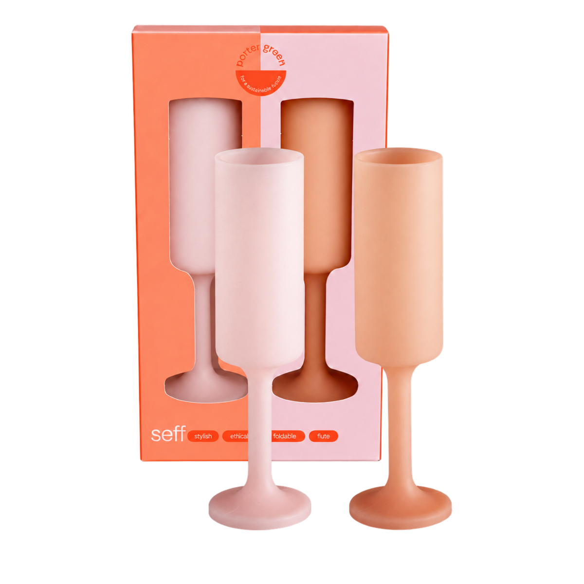 peach + petal | seff | unbreakable silicone champagne flute | porter green, champagne flutes, unbreakable champagne flutes, champagne flute glasses, coloured champagne glasses, champagne flutes australia