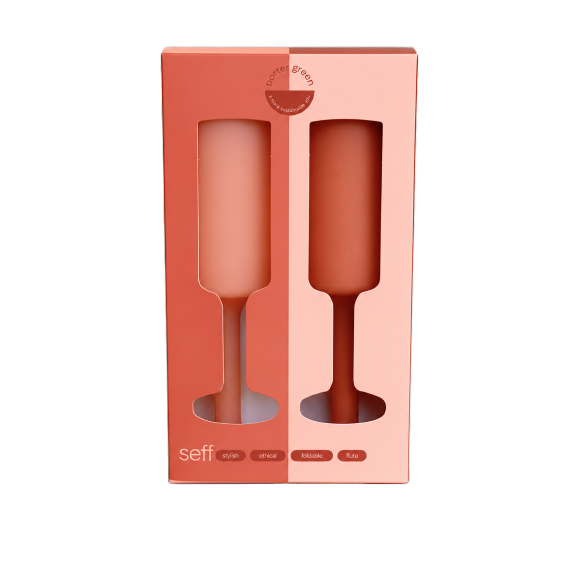 terra + peach | seff | unbreakable silicone champagne flute | porter green, champagne flutes, unbreakable champagne flutes, champagne flute glasses, coloured champagne glasses, champagne flutes australia