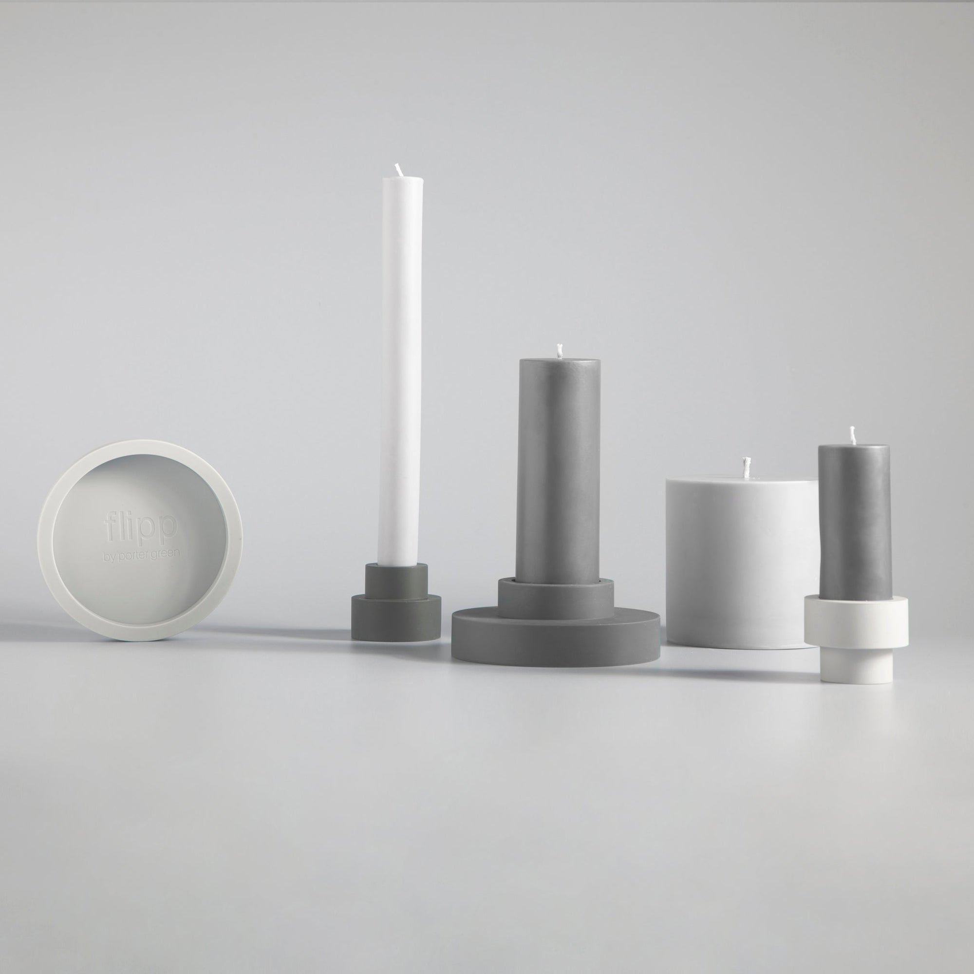 Smoke + Storm | Flipp small | Silicone Unbreakable Candle Holder Set - porter green | style + sustainability