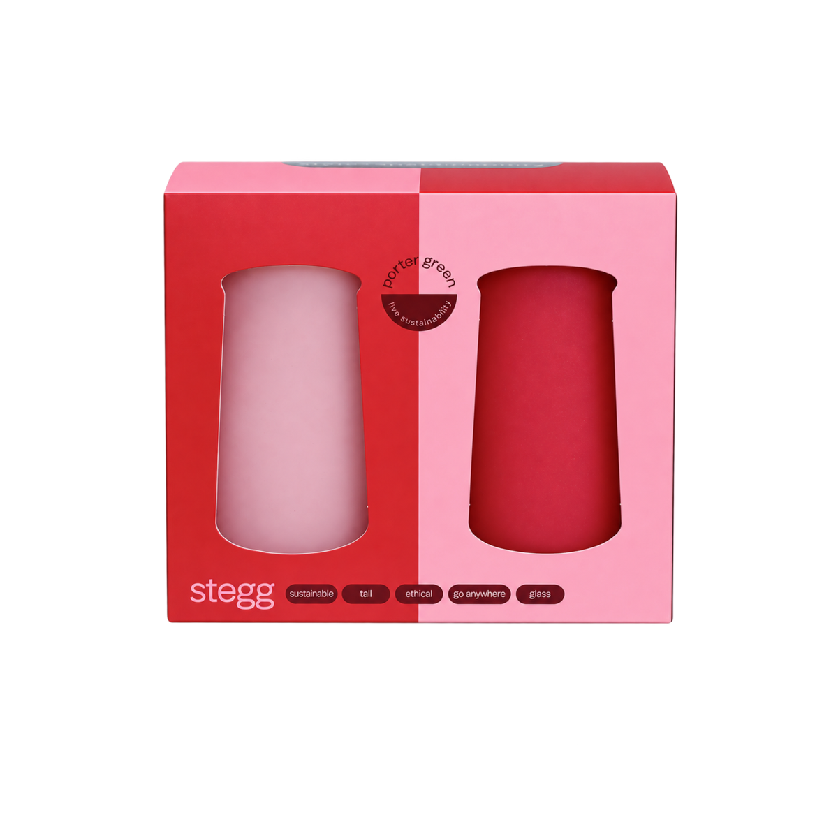 cherry + blush | stegg | silicone unbreakable highball glasses - porter green | style + sustainability
