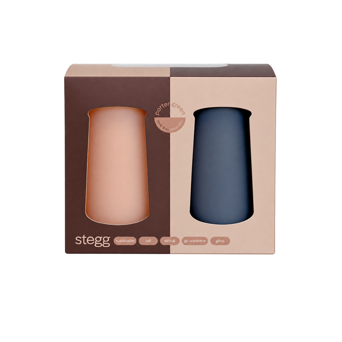 latte + donkey | stegg | silicone unbreakable highball glasses - porter green | style + sustainability