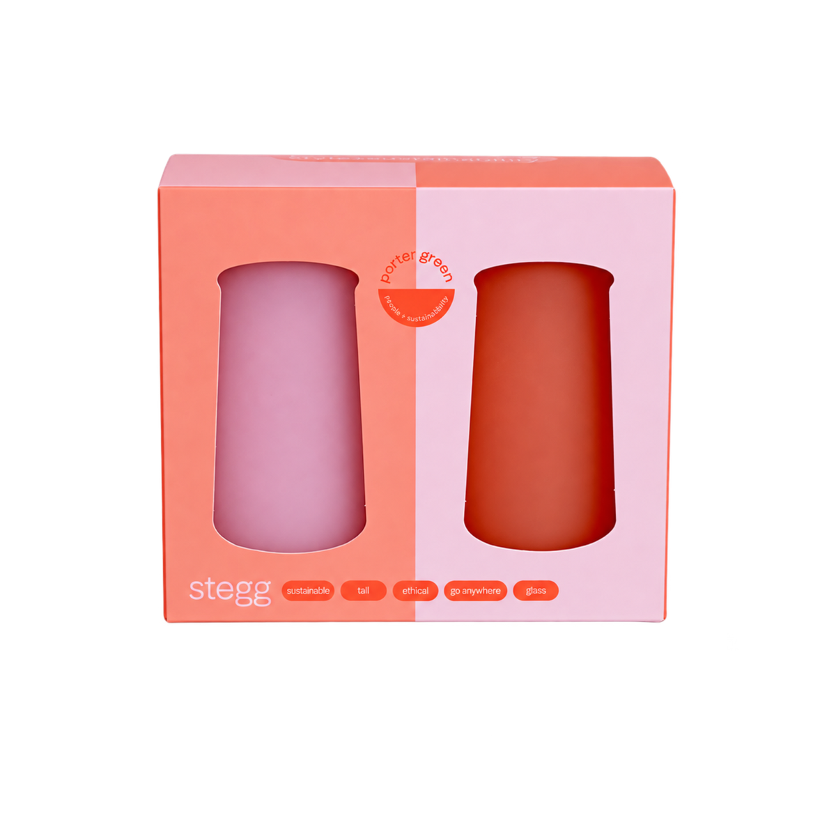 peach + petal | stegg | silicone unbreakable highball glasses - porter green | style + sustainability