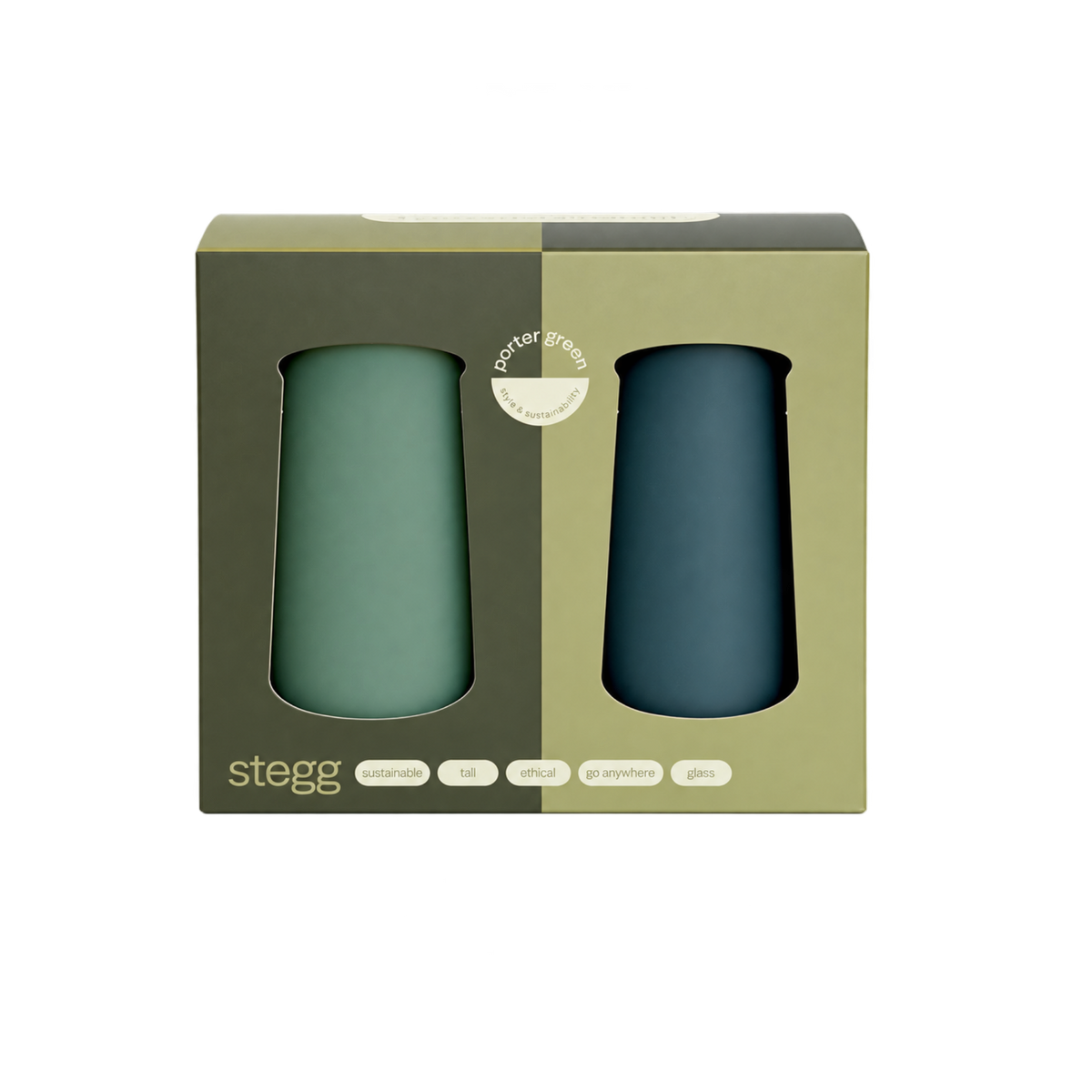 sage + olive | stegg | silicone unbreakable highball glasses - porter green | style + sustainability