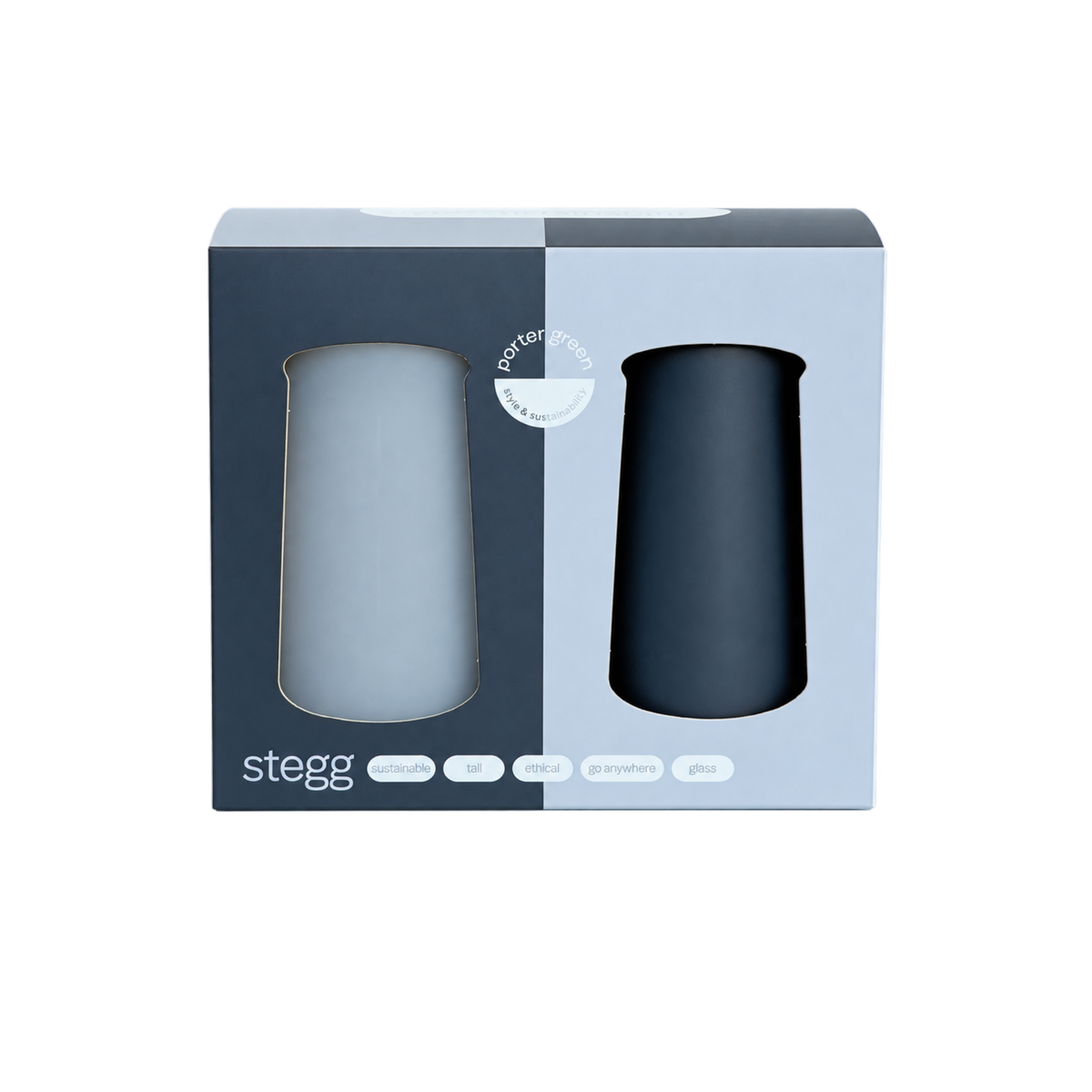 smoke + storm | stegg | silicone unbreakable highball glasses - porter green | style + sustainability