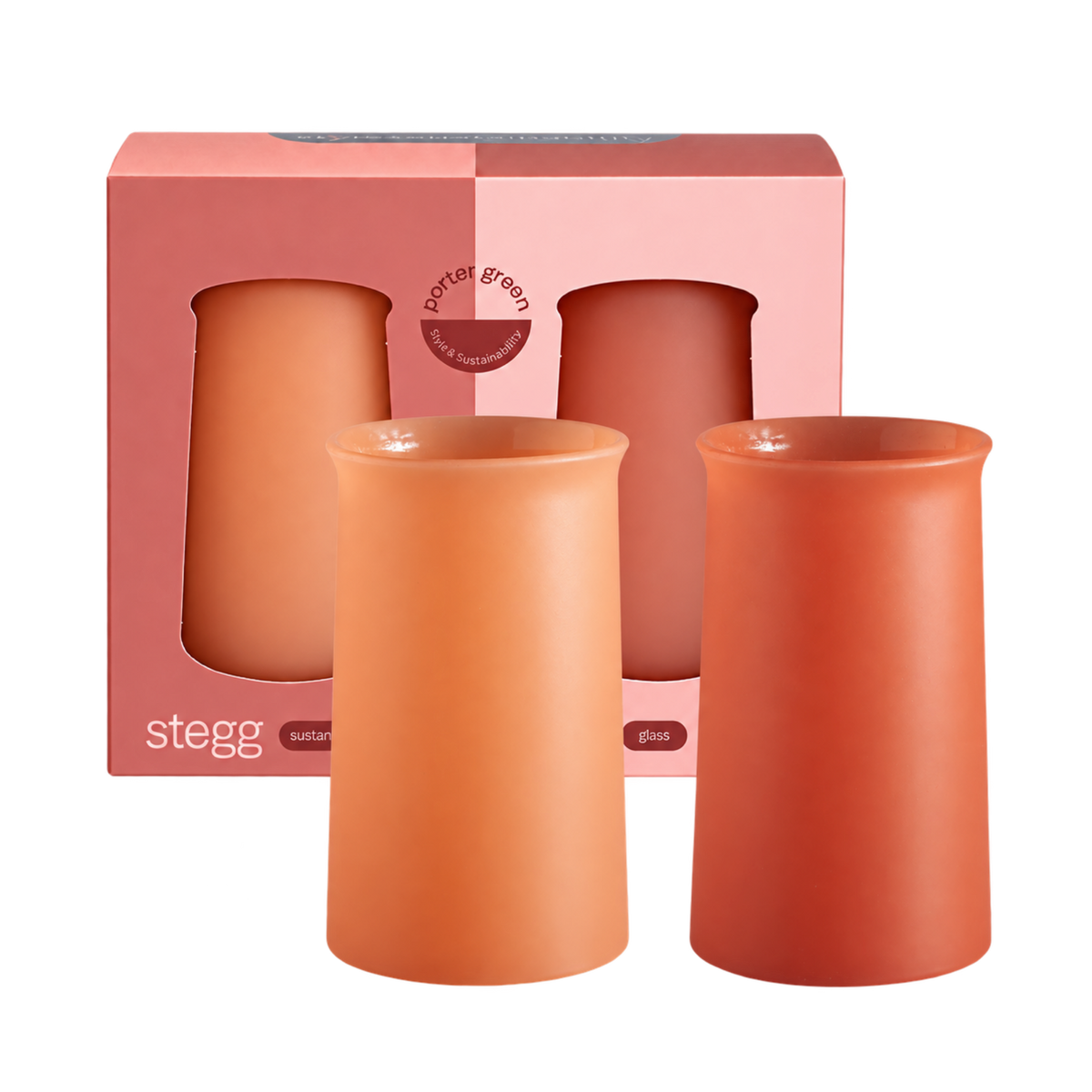 terra + peach | stegg | silicone unbreakable highball glasses - porter green | style + sustainability
