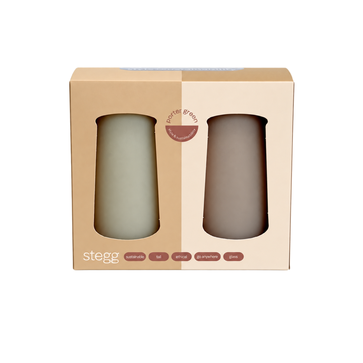 wheat + oat | stegg | silicone unbreakable highball glasses - porter green | style + sustainability