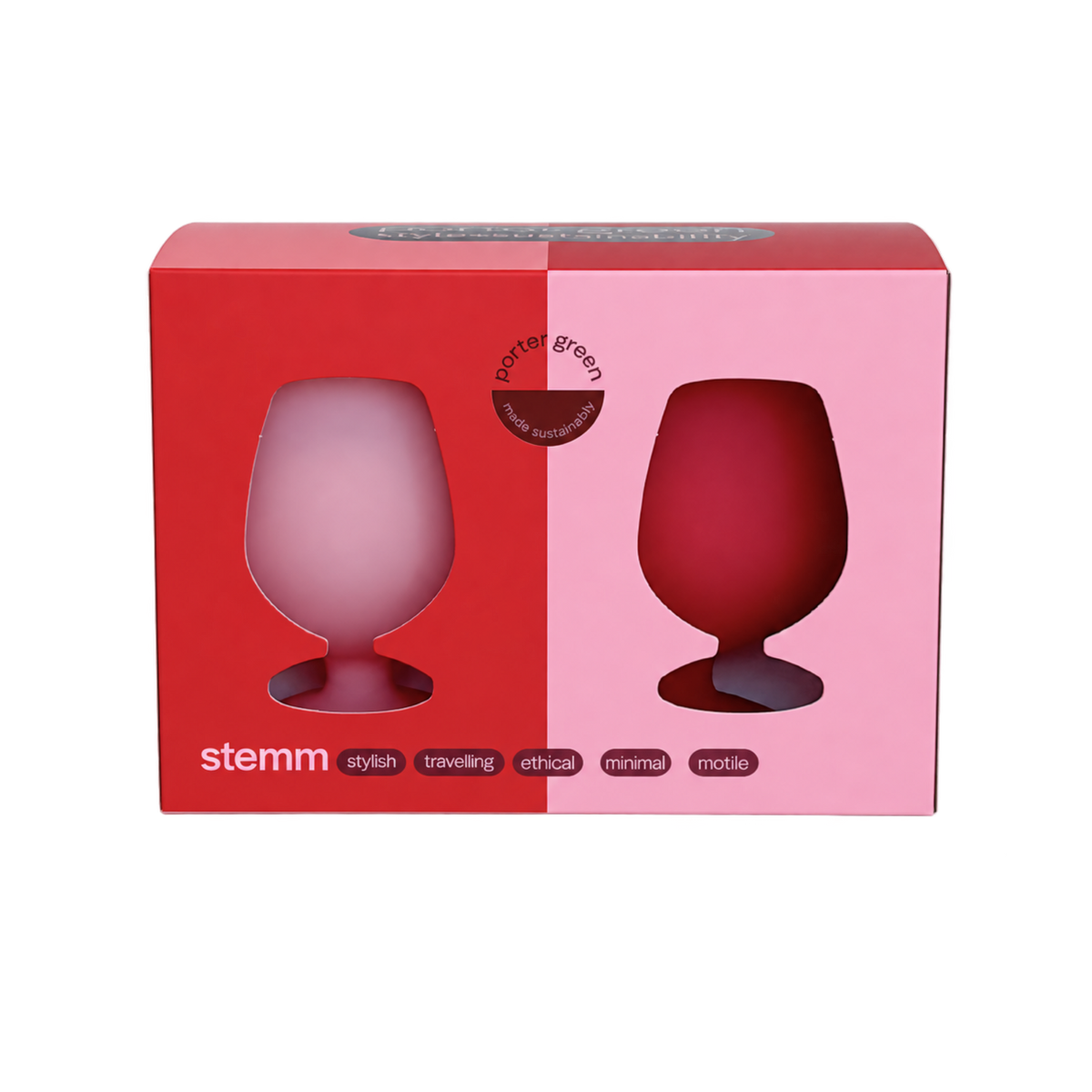 cherry + blush | stemm | silicone unbreakable wine glasses - porter green | style + sustainability