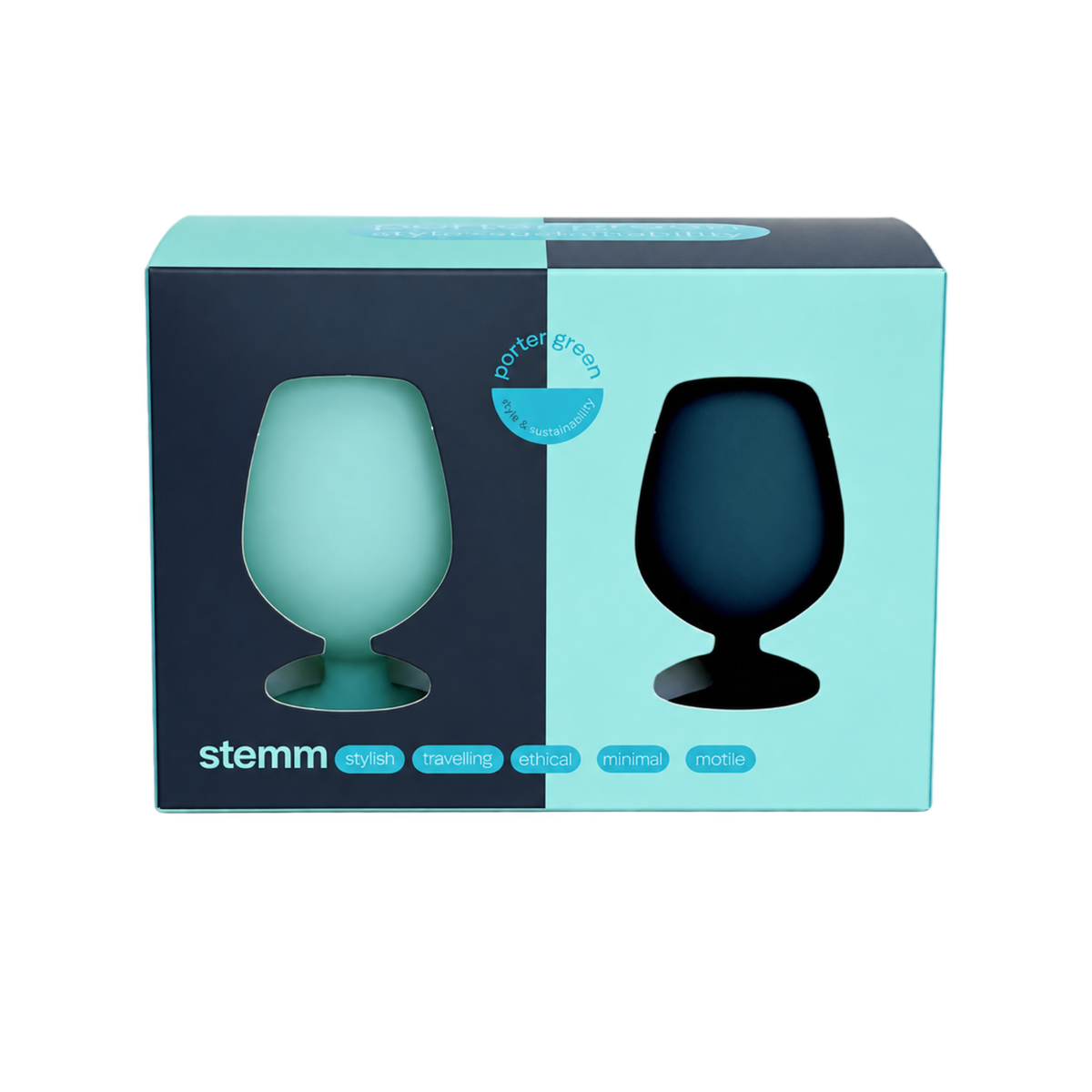 mist + ink | stemm | silicone unbreakable wine glasses - porter green | style + sustainability
