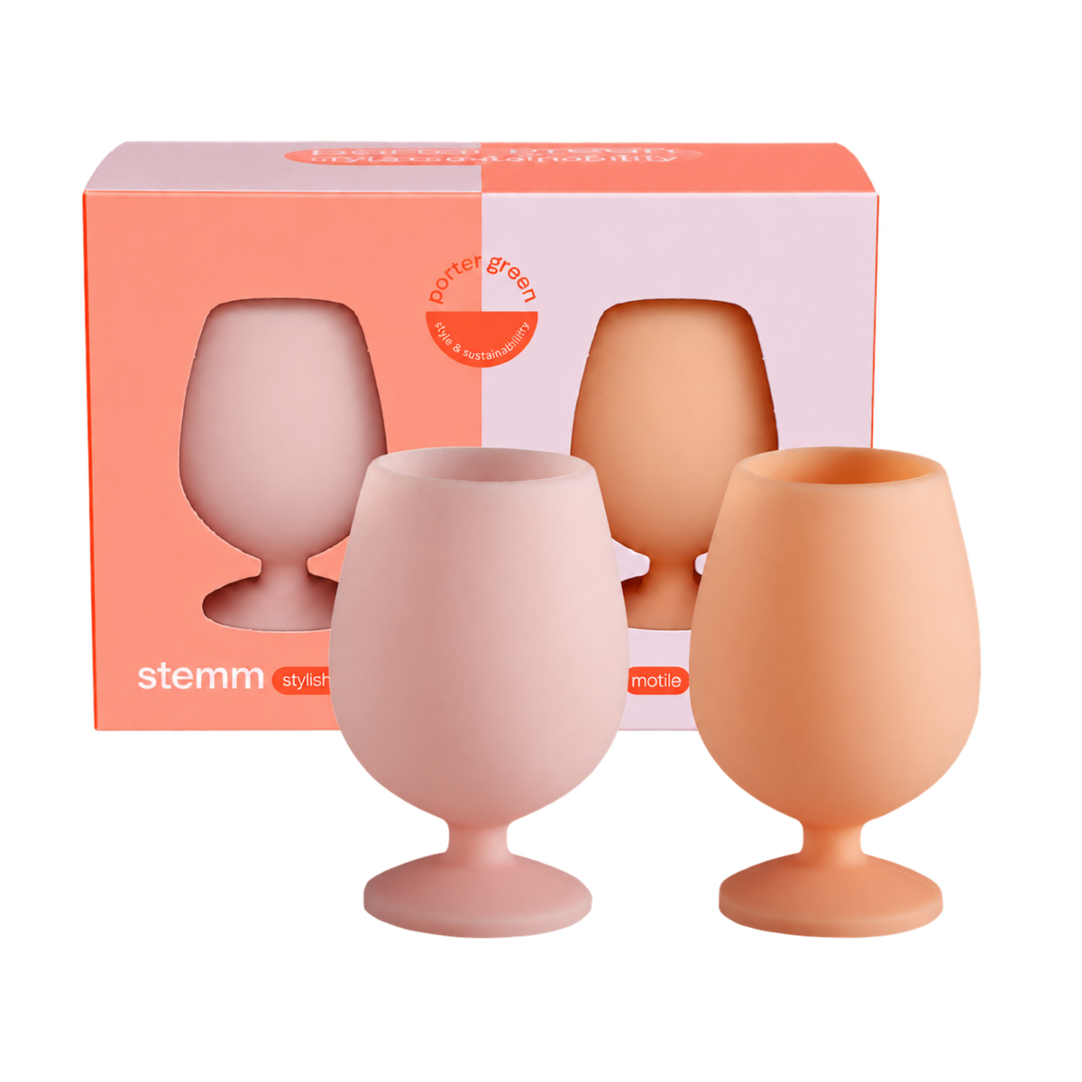peach + petal | stemm | silicone unbreakable wine glasses - porter green | style + sustainability