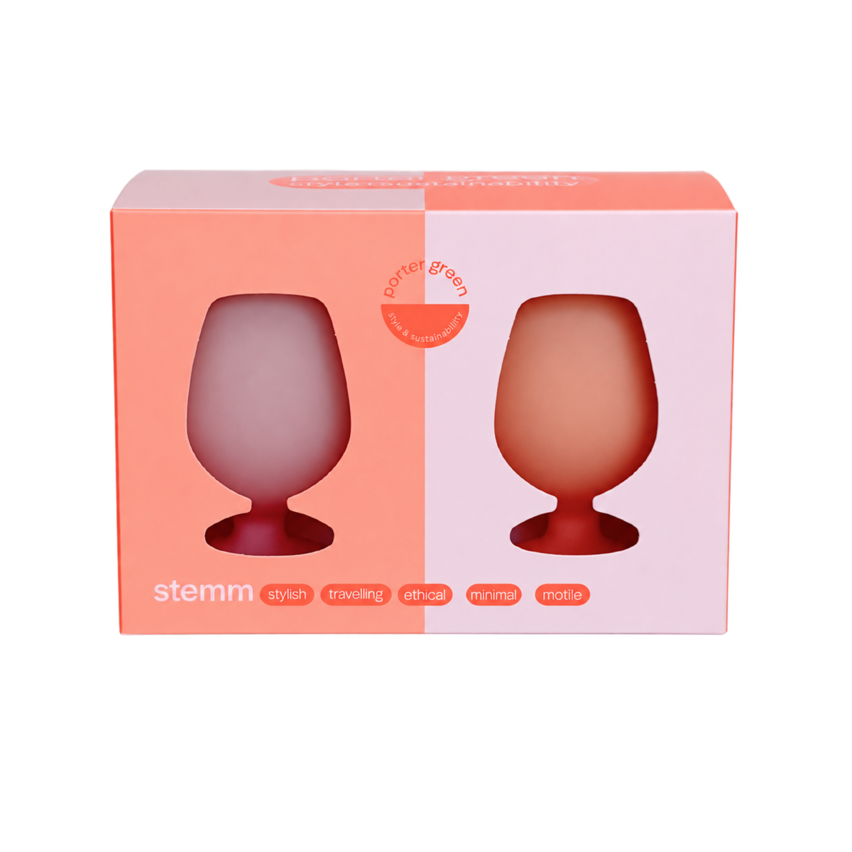 peach + petal | stemm | silicone unbreakable wine glasses - porter green | style + sustainability