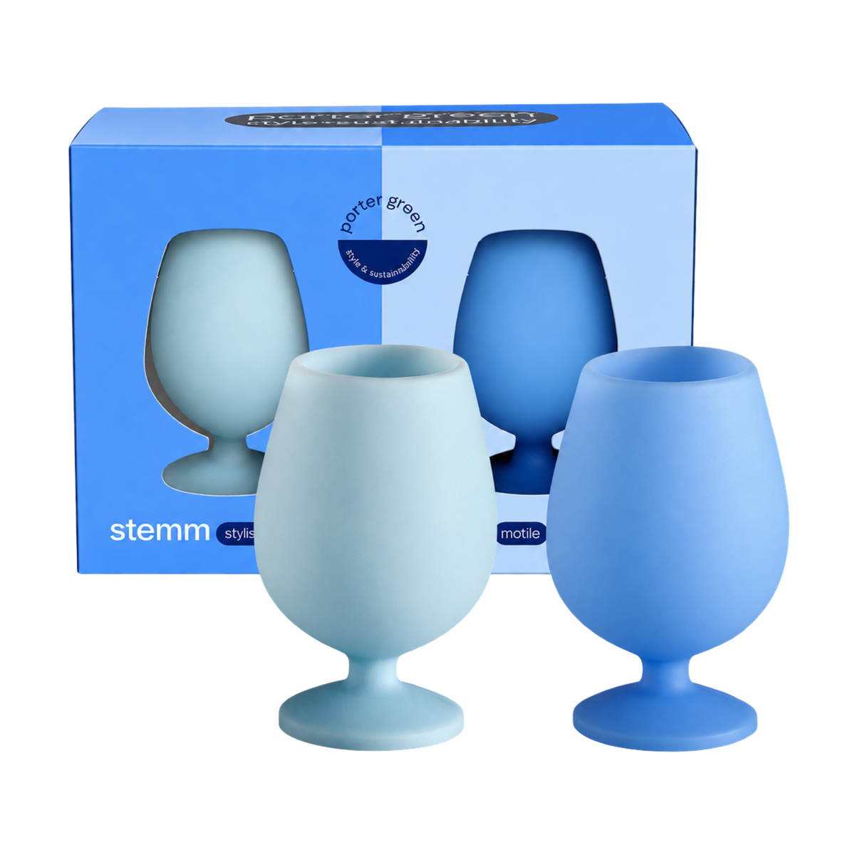 sky + kingfisher | stemm | silicone unbreakable wine glasses - porter green | style + sustainability