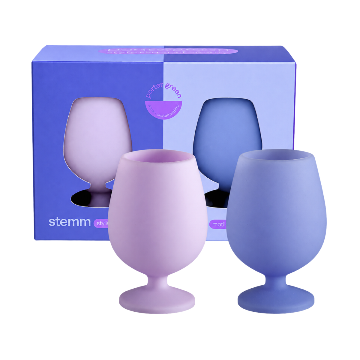 tanzanite + amethyst | stemm | silicone unbreakable wine glasses - porter green | style + sustainability