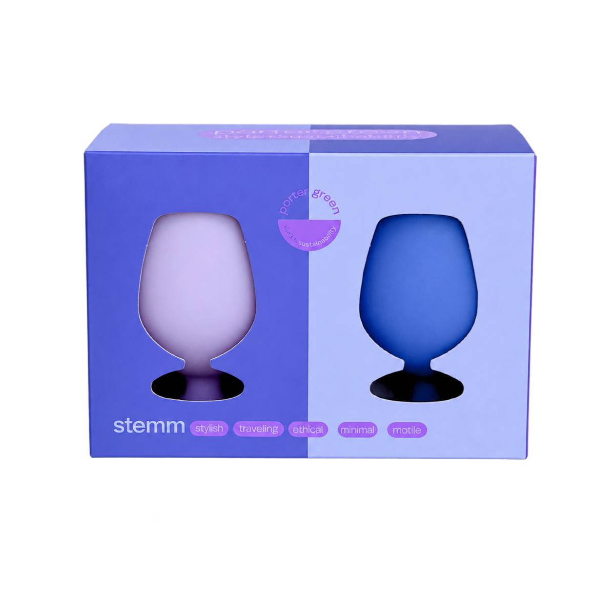 tanzanite + amethyst | stemm | silicone unbreakable wine glasses - porter green | style + sustainability