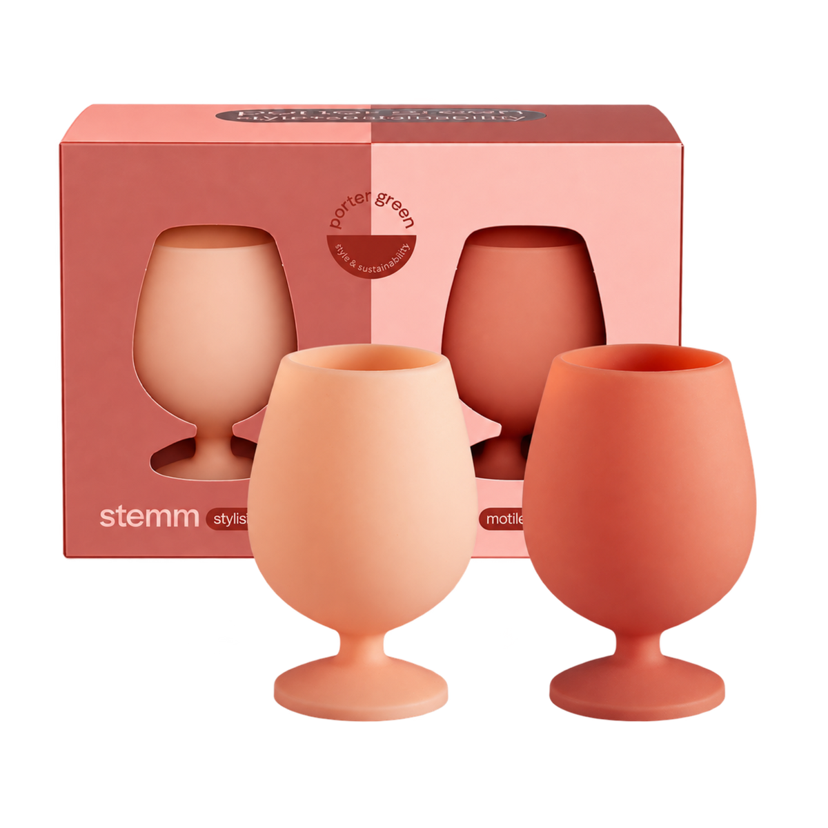 terra + peach | stemm | silicone unbreakable wine glasses - porter green | style + sustainability