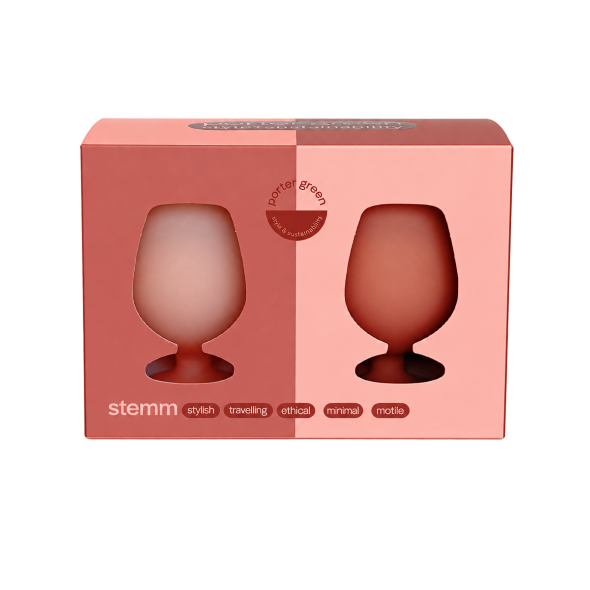 terra + peach | stemm | silicone unbreakable wine glasses - porter green | style + sustainability