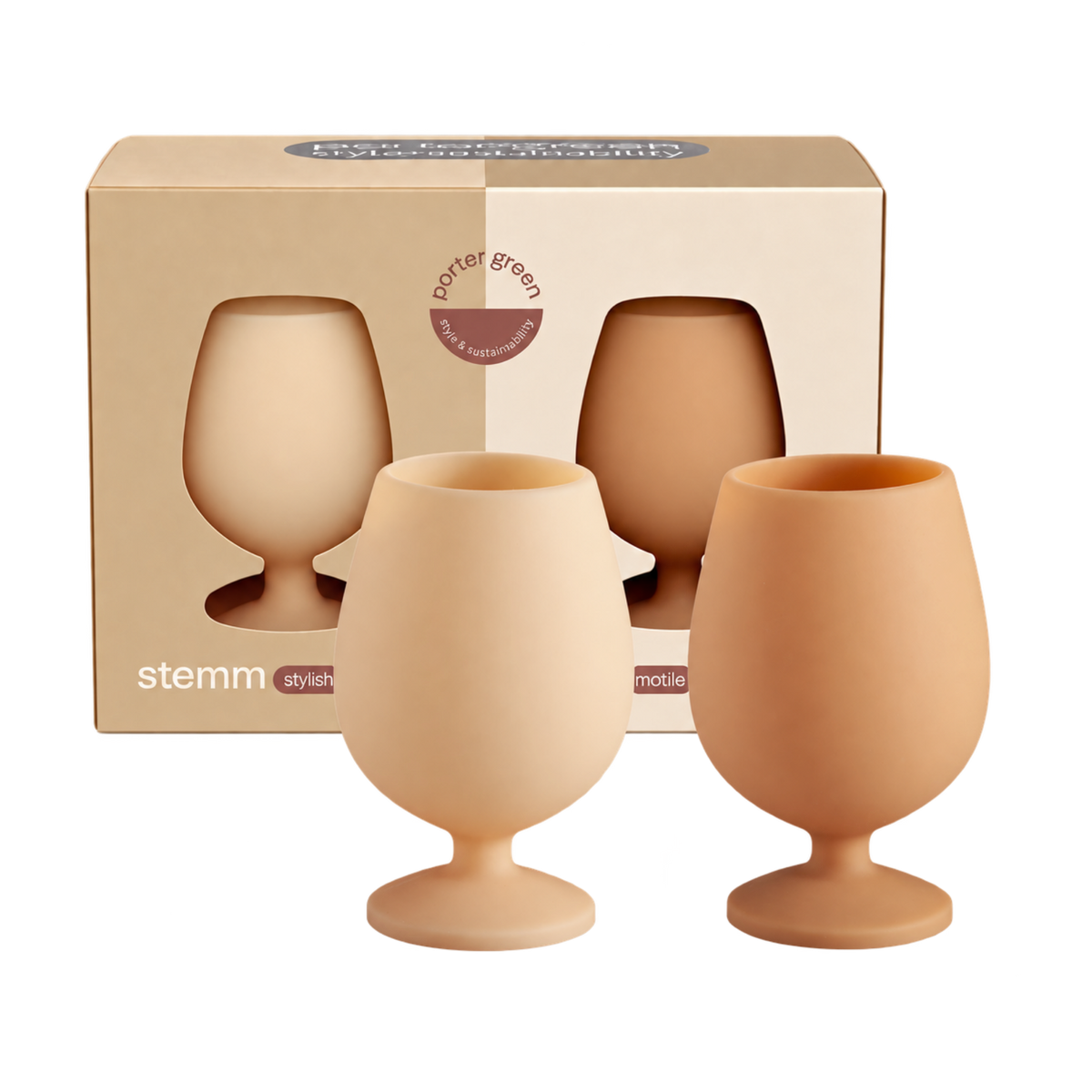 wheat + oat | stemm | silicone unbreakable wine glasses - porter green | style + sustainability