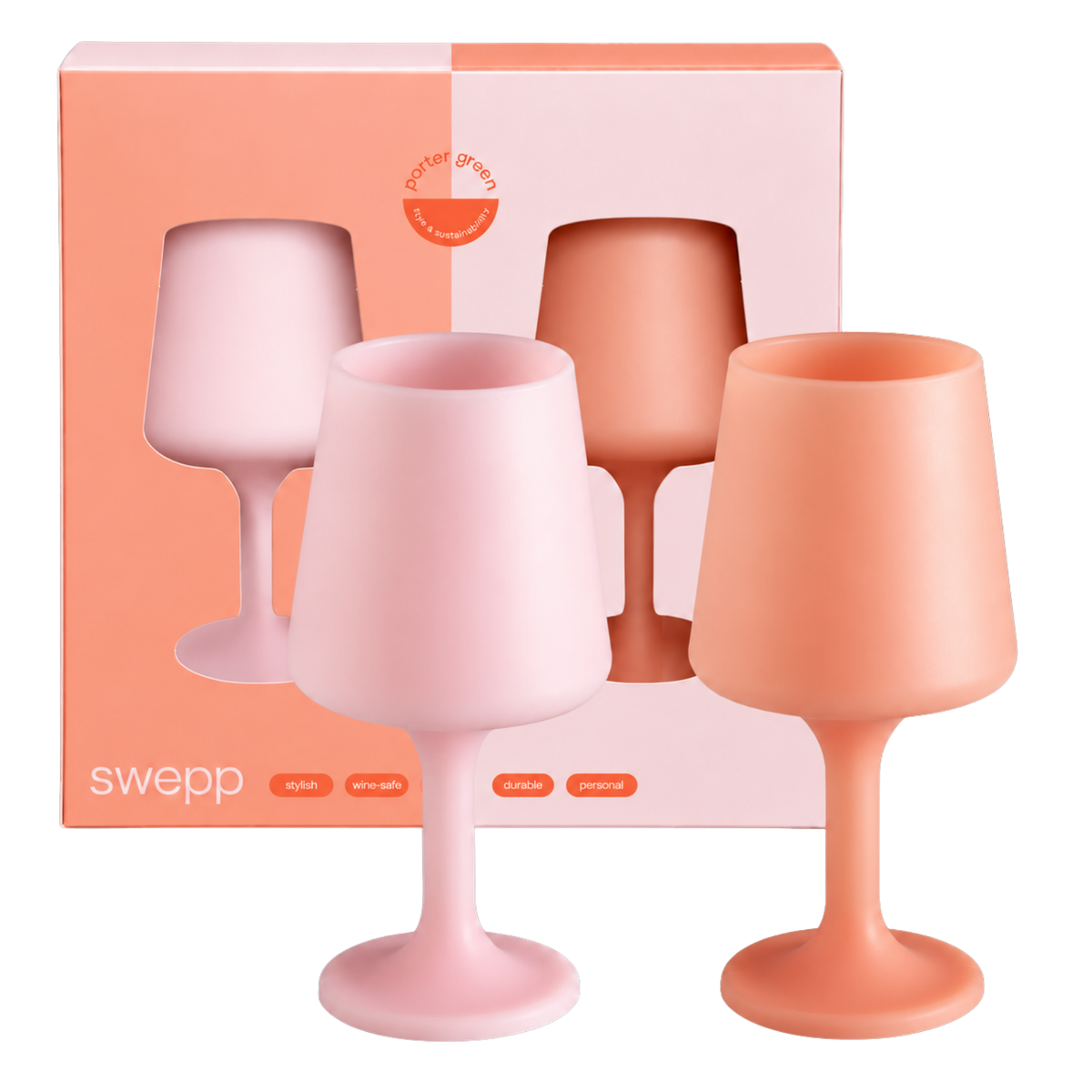 blanc + dove | mecc | silicone unbreakable cocktail glasses - porter green | style + sustainability