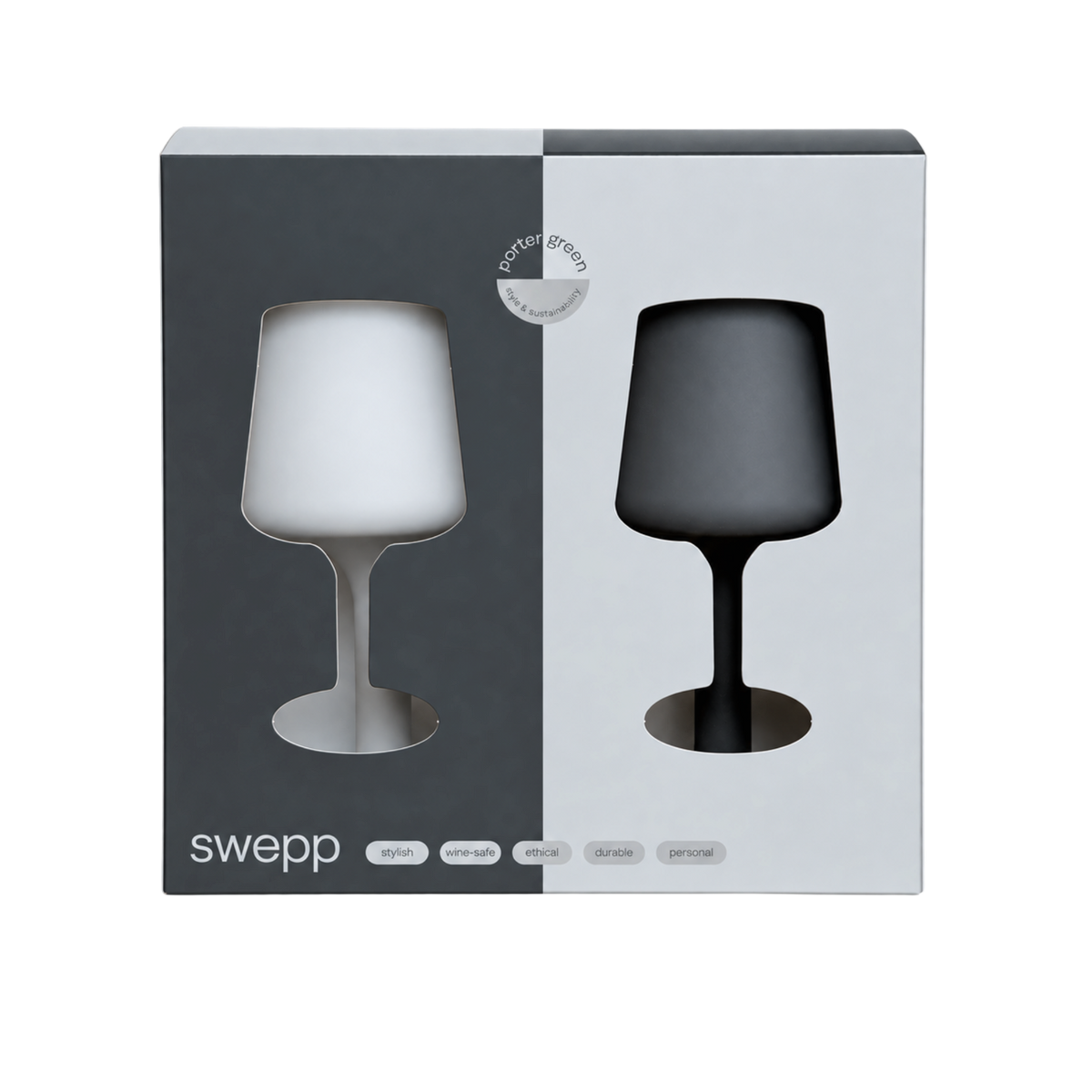 smoke + storm | swepp | silicone unbreakable wine glasses - porter green | style + sustainability