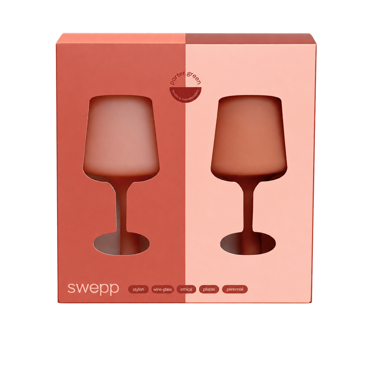 terra + peach | swepp | silicone unbreakable wine glasses - porter green | style + sustainability
