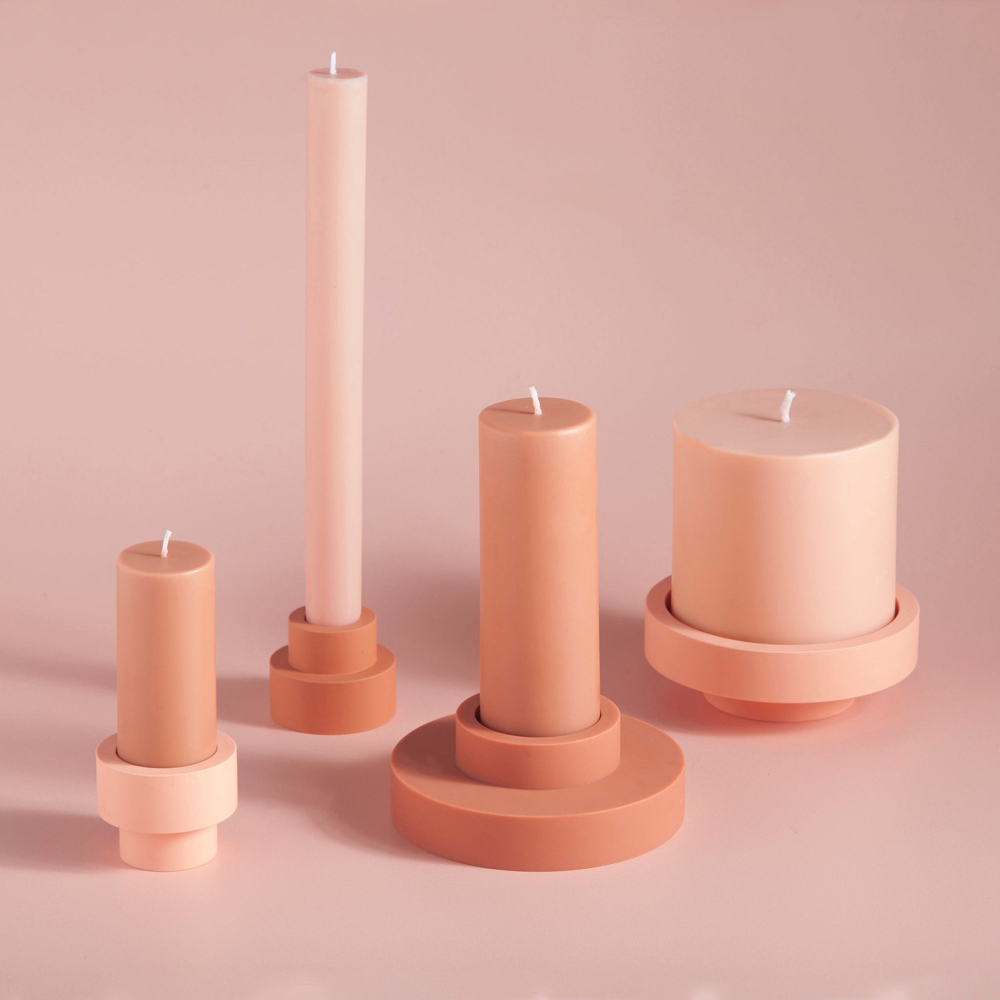 terra + peach | escc large pillar candle | soy - blend unscented candles - porter green | style + sustainability