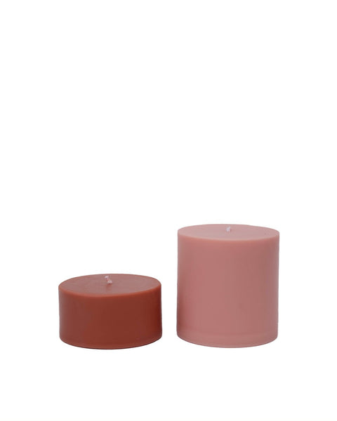 terra + peach | escc lrg pillar candle | soy-blend unscented candles - porter green | style + sustainability