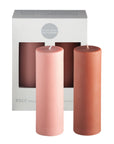 terra + peach | escc medium pillar candle | soy - blend unscented candles - porter green | style + sustainability