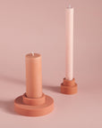 terra + peach | escc medium pillar candle | soy - blend unscented candles - porter green | style + sustainability
