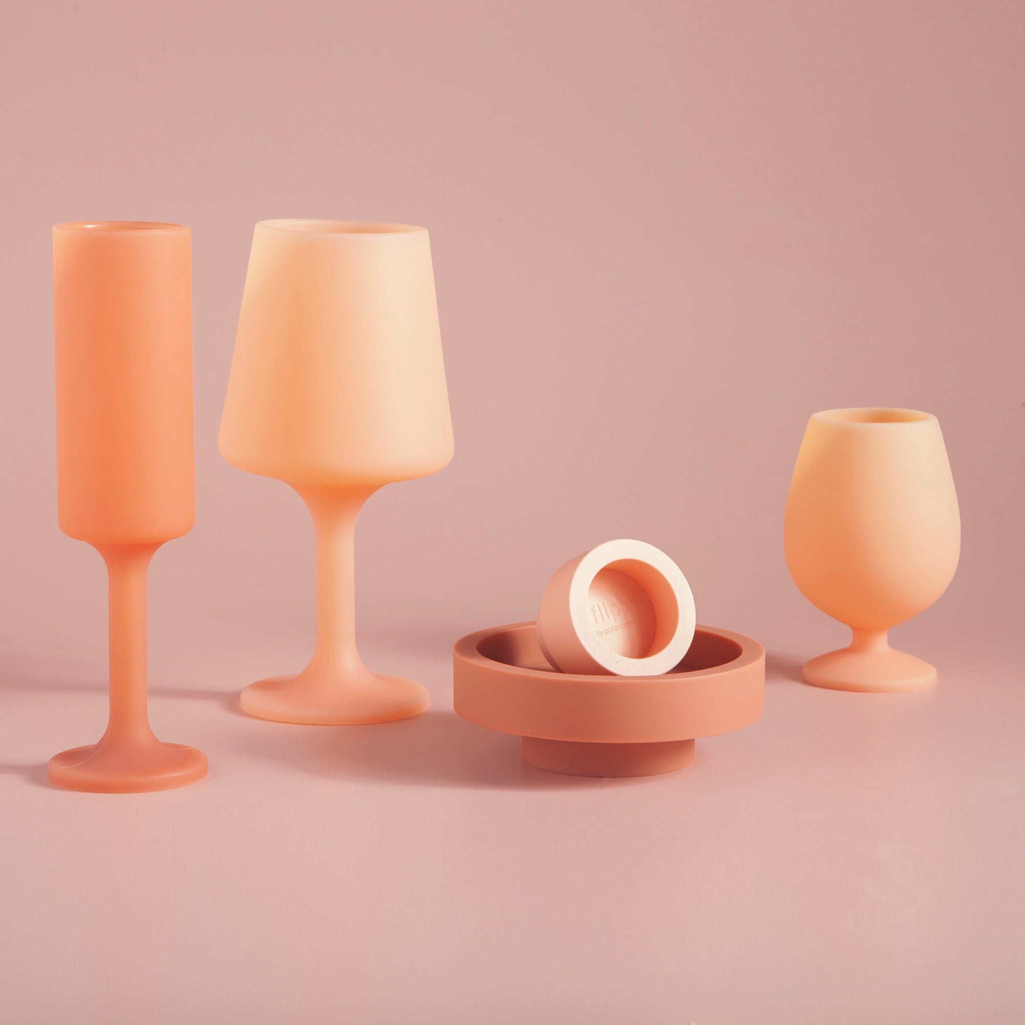 Terra + Peach | Flipp small | Silicone Unbreakable Candle Holder Set - porter green | style + sustainability