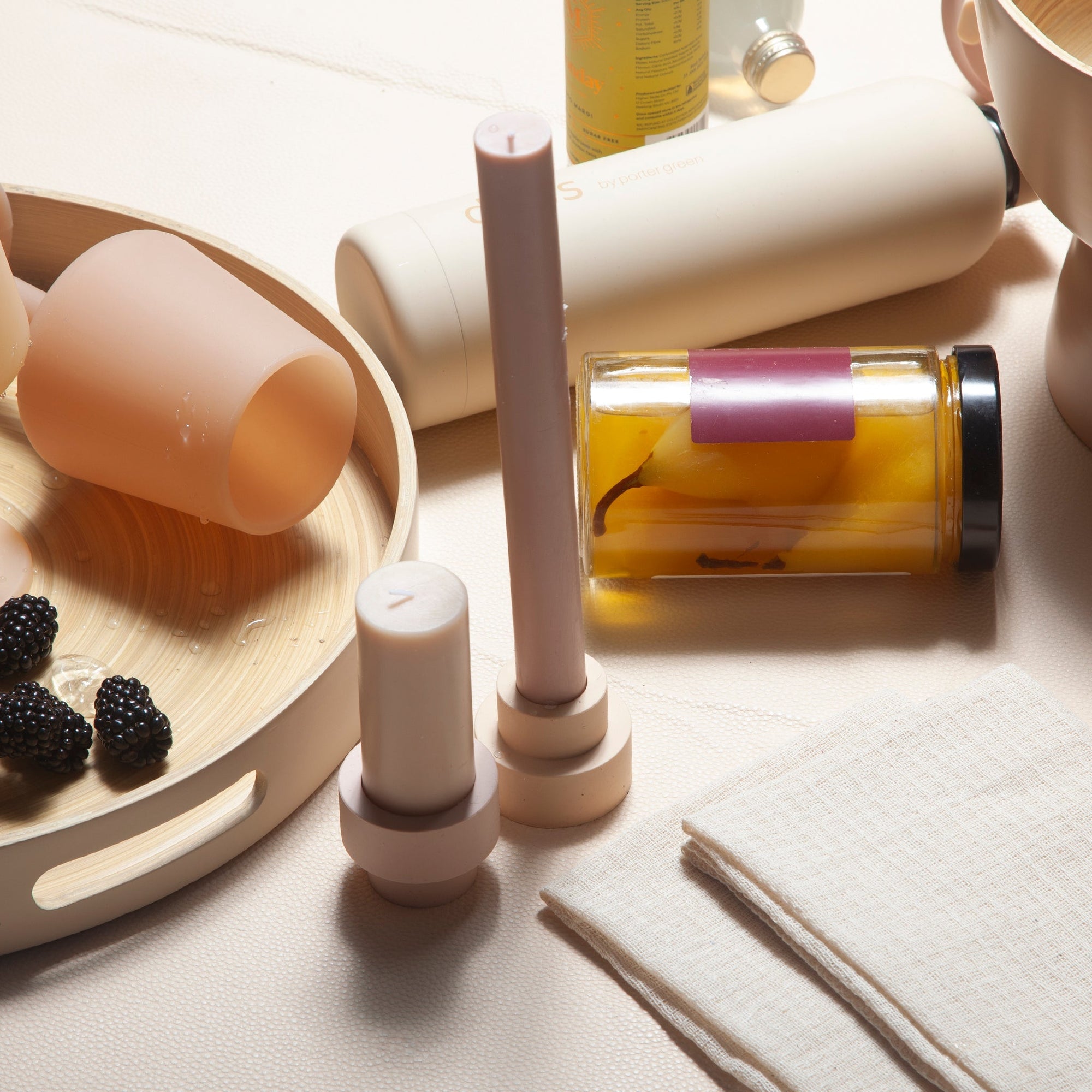 wheat + oat | escc dinner candle | soy - blend unscented candles - porter green | style + sustainability