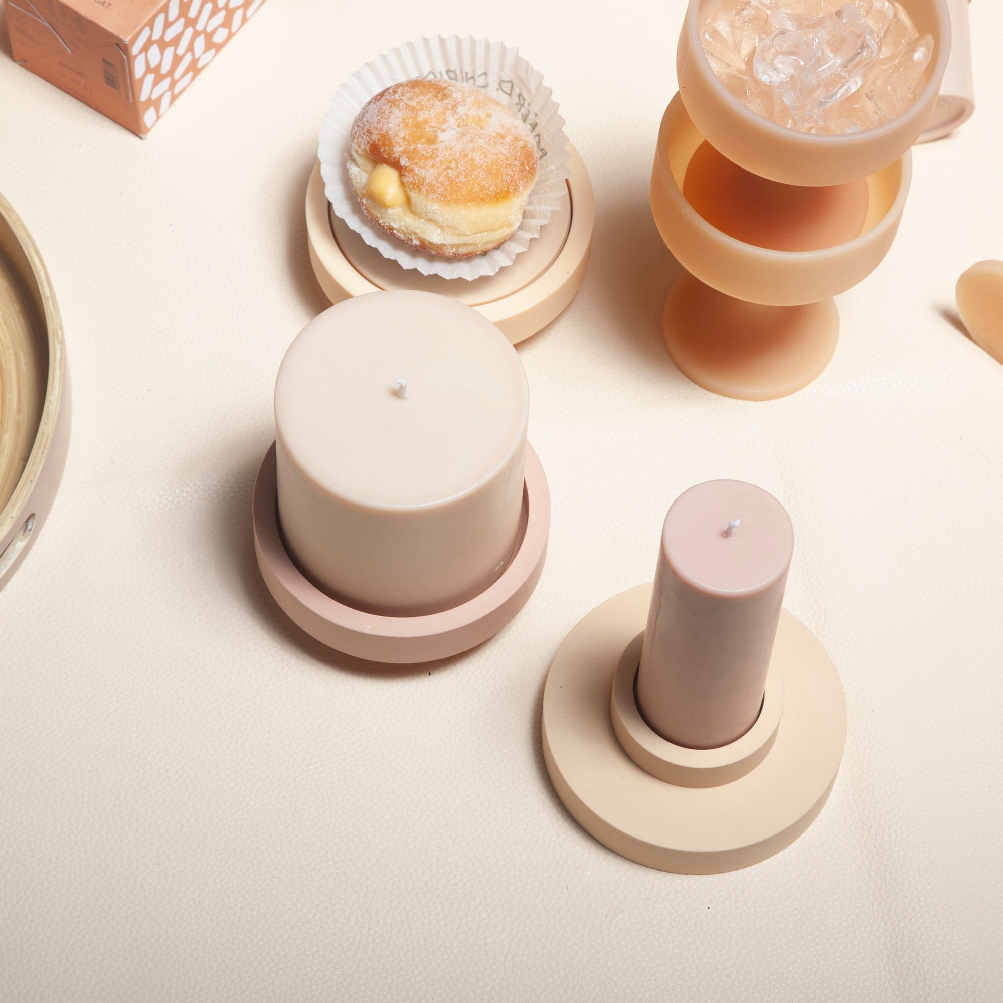 wheat + oat | escc large pillar candle | soy - blend unscented candles - porter green | style + sustainability