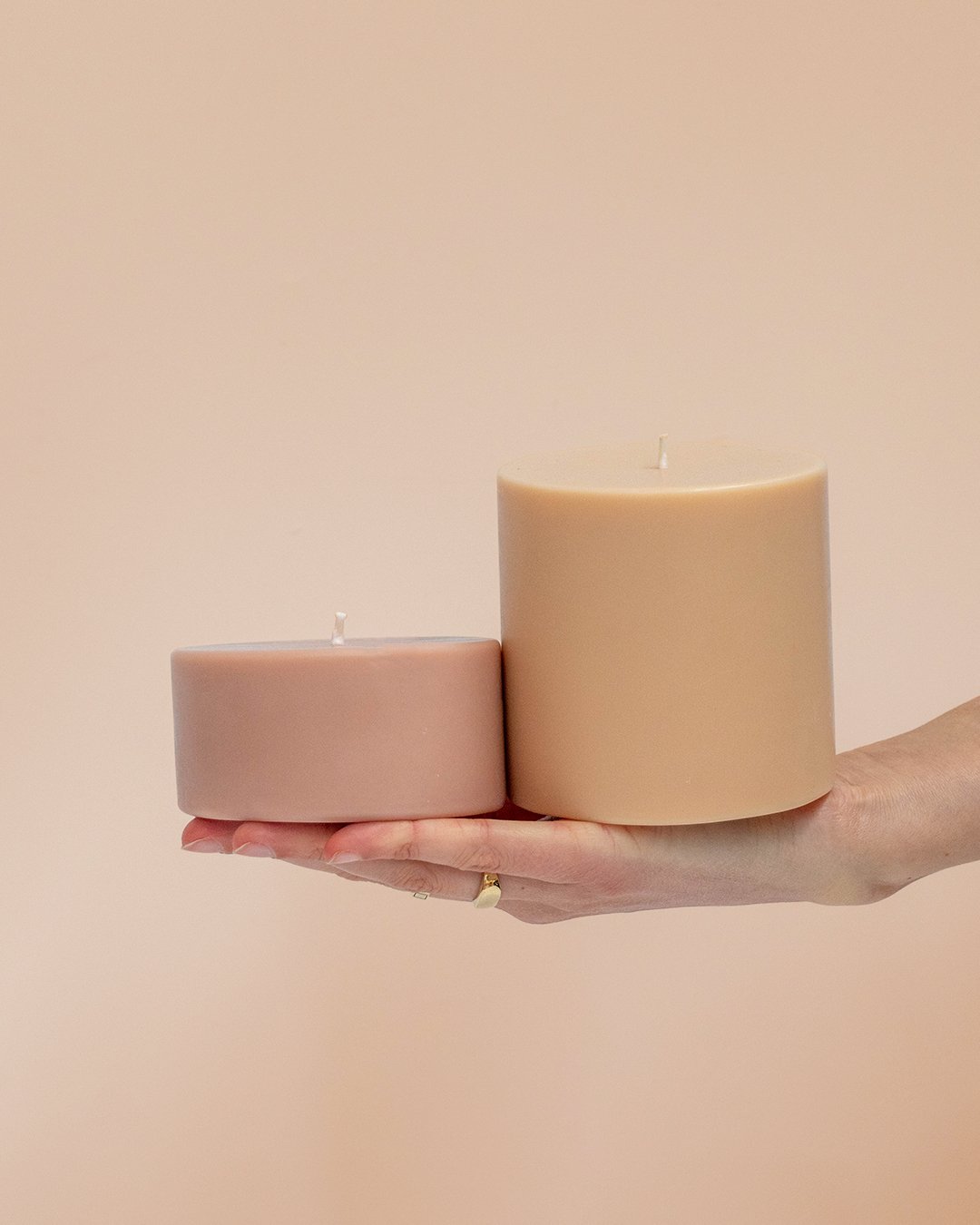 wheat + oat | escc large pillar candle | soy - blend unscented candles - porter green | style + sustainability