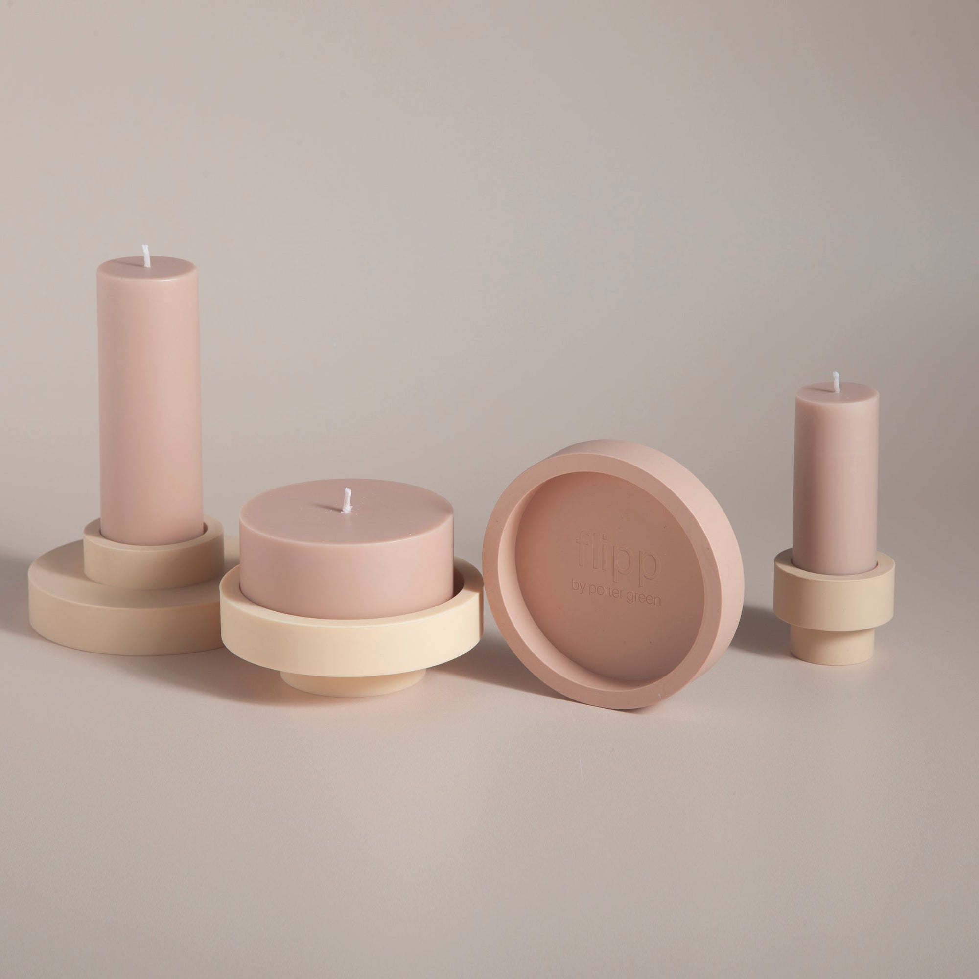 wheat + oat | escc medium pillar candle | soy - blend unscented candles - porter green | style + sustainability