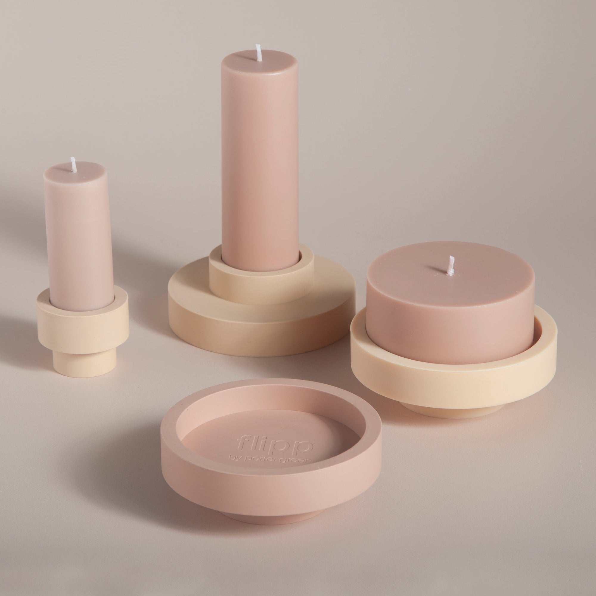 Wheat + Oat | Flipp large | Silicone Unbreakable Candle Holder Set - porter green | style + sustainability