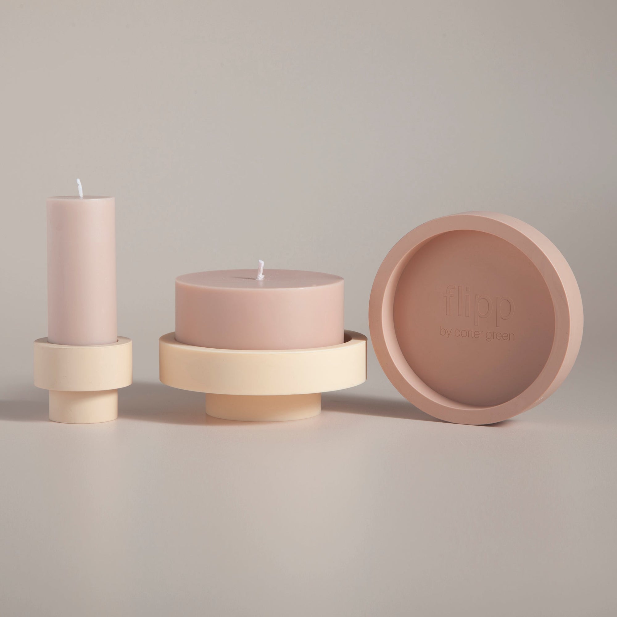 Wheat + Oat | Flipp small | Silicone Unbreakable Candle Holder Set - porter green | style + sustainability