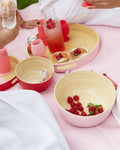 cherry + blush | bebb | biodegradable bamboo bowls | porter green, bamboo bowls, serving bowls. wooden serving bowls, serving bowl set, salad serving bowl