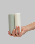 blanc + dove | escc med pillar candle | soy-blend unscented candles - porter green | style + sustainability