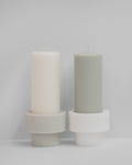 blanc + dove | escc sml pillar candle | soy-blend unscented candles - porter green | style + sustainability