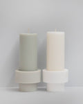 blanc + dove | escc sml pillar candle | soy-blend unscented candles - porter green | style + sustainability