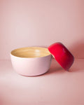 cherry + blush | bebb | biodegradable bamboo bowls | porter green, bamboo bowls, serving bowls. wooden serving bowls, serving bowl set, salad serving bowl