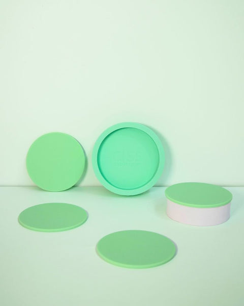 gerbera + leaf | ciss | unbreakable silicone coasters - porter green | style + sustainability