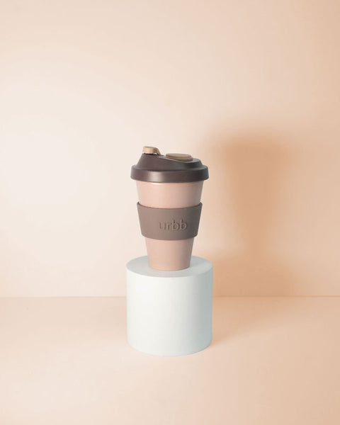 latte + donkey | urbb | biodegradable bamboo coffee cup | porter green, biodegradable coffee cups. bamboo coffee cup, reusable coffee cup australia, 12oz coffee cup, leak proof coffee cup