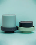 mist + ink | escc lrg pillar candle | soy-blend unscented candles - porter green | style + sustainability