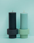 mist + ink | escc sml pillar candle | soy-blend unscented candles - porter green | style + sustainability