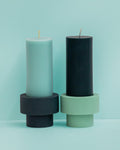 mist + ink | escc sml pillar candle | soy-blend unscented candles - porter green | style + sustainability
